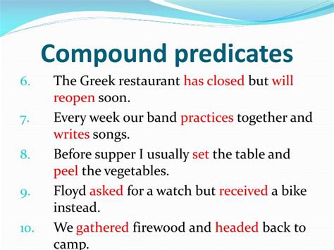 PPT - Compound subjects and compound predicates PowerPoint Presentation ...