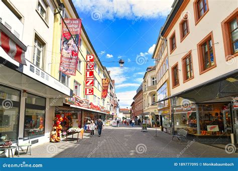 Aschaffenburg, Germany - July 2020: Street Called `Sandgasse` In Old Historic City Center Of ...