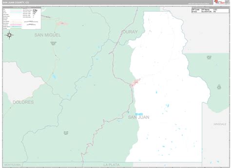 San Juan County, CO Wall Map Premium Style by MarketMAPS - MapSales