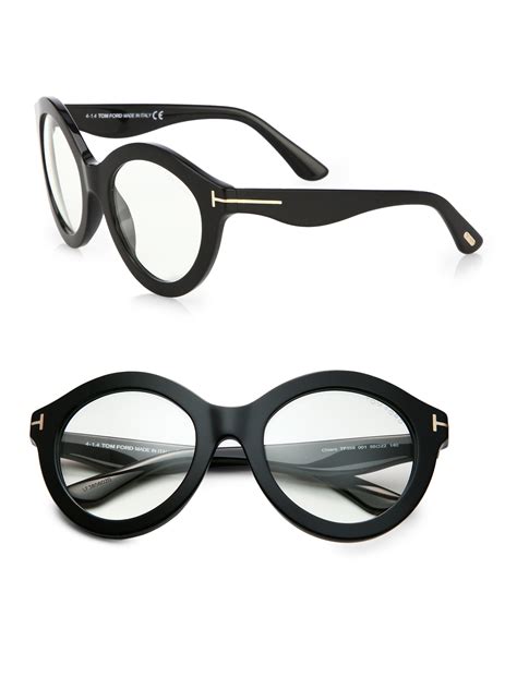 Lyst - Tom Ford Exaggerated 55mm Round Optical Glasses in Black