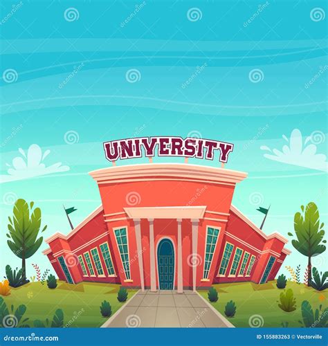 University Campus Building Hall Education for Students Cartoon Vector Illustration , Brotherhood ...