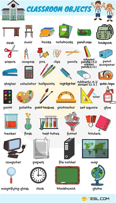 School Vocabulary Words | School Objects with Pictures • 7ESL