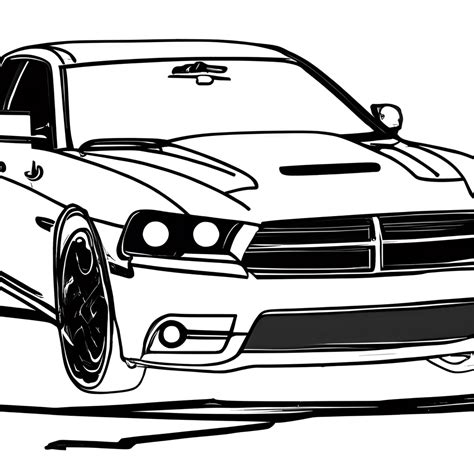 Dodge Charger Line Art Silhouette · Creative Fabrica