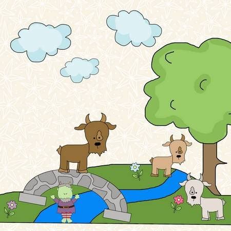 Three Billy Goats Gruff – Printable Clip Art, Black & White