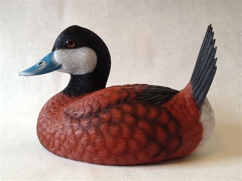 Jules Bouillet Hand Crafted Life Size Ruddy Duck Decoy, Ltd Ed, Signed Duck Decoys, Primitive ...