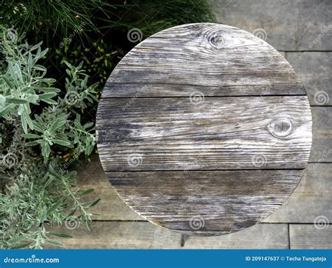 Round Wooden Table Top Top View. Stock Image - Image of board, text: 209147637