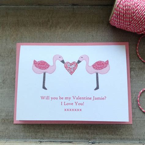 personalised flamingo valentine's day card by caroline watts embroidery | notonthehighstreet.com