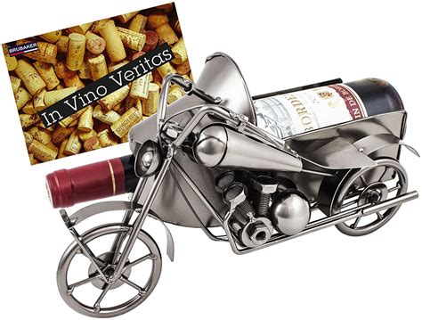 BRUBAKER Wine Bottle Holder "Motorcycle with Sidecar" - Metal Sculptur