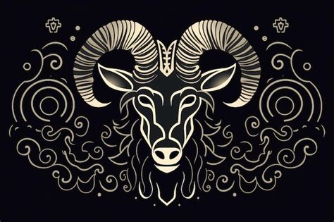 Premium AI Image | a goat with horns is shown with a pattern of a goat's head.