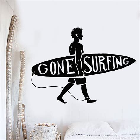 Vinyl Wall Decal Surfing Guy Surf Beach Surfer Quote Stickers Murals U ...