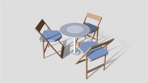 Folding Chair with Round Table - Download Free 3D model by budakbina [9f779b1] - Sketchfab