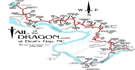 A Map of the Tail of the Dragon. An American motoring route that goes thru 318 curves in 11 ...