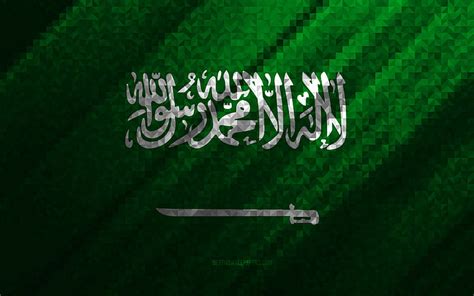 Flag of Saudi Arabia, multicolored abstraction, Saudi Arabia mosaic ...