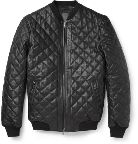 Lyst - Lot78 Quilted Leather Bomber Jacket in Black for Men