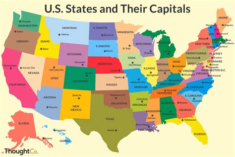 The Capitals Of The 50 US States – Printable Map of The United States
