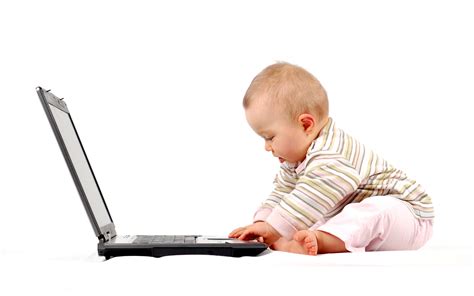 Cute baby playing laptop wallpaper | cute | Wallpaper Better