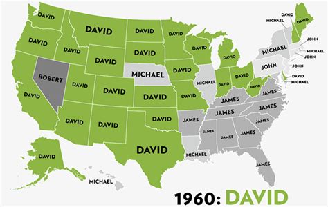 Maps of the Most Popular Baby Names for Boys From 1960 to 2012