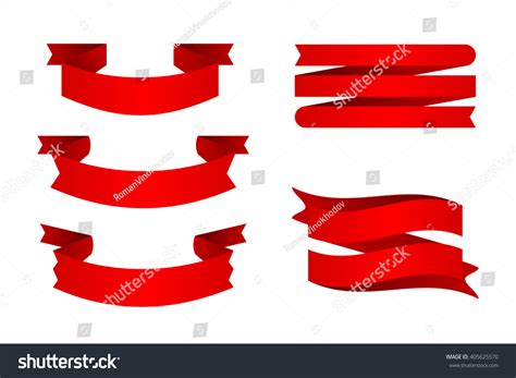 Red Ribbon Vector Set Isolated On Stock Vector (Royalty Free) 405625570 ...