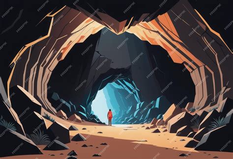 A hidden cave entrance leading to an underground world | Premium AI ...