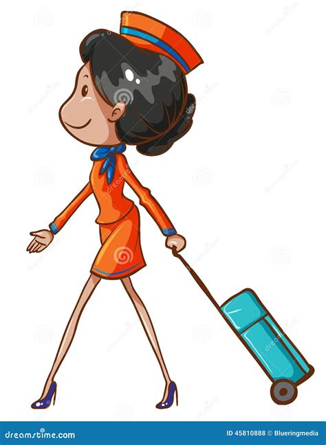 A Simple Sketch Of An Air Hostess Cartoon Vector | CartoonDealer.com ...