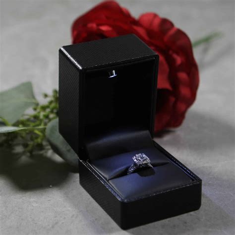 Black Engagement Ring Box With LED Light great for Proposals, Weddings ...