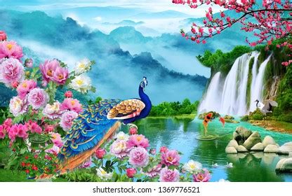 3d Nature Waterfall Wallpaper Stock Illustration 1369776521 | Shutterstock