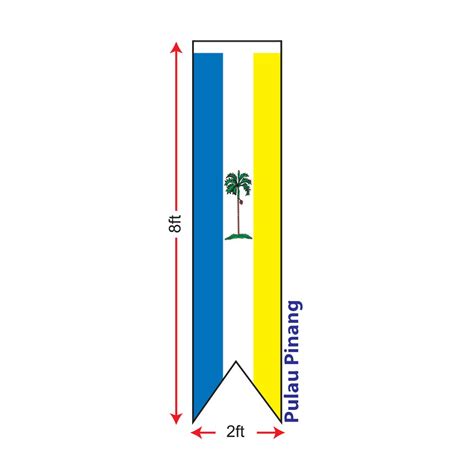 Pulau Pinang Flag 2x8ft Banner, Bendera Pulau Pinang 2x8ft, Polyester ...