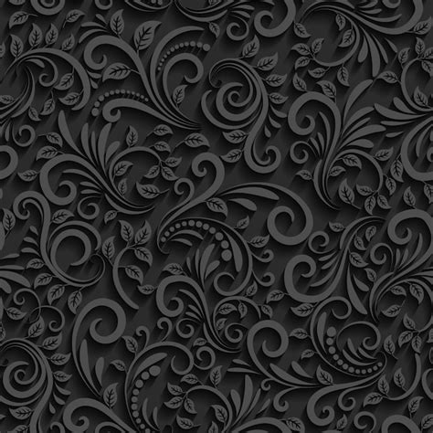 Free Vector | Black floral seamless pattern with shadow.