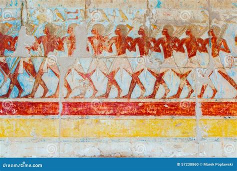 Wall Paintings in Temple of Hatshepsut in Egypt Stock Photo - Image of civilization, drawing ...