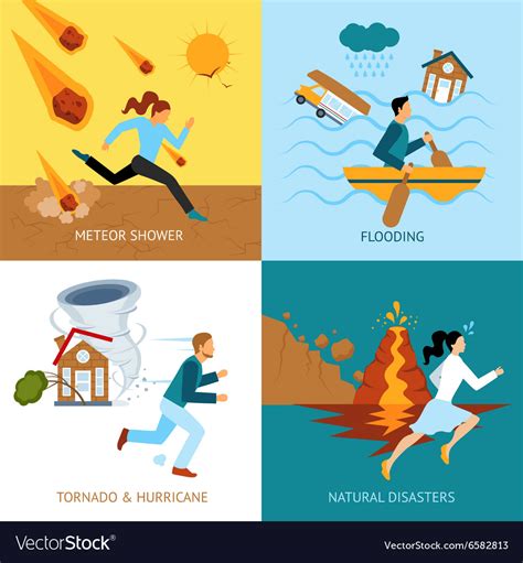 Natural disasters safety design concept Royalty Free Vector