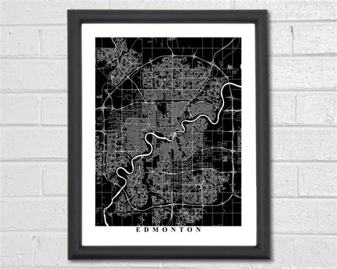 Edmonton map art city map canada travel map print street map art custom ...