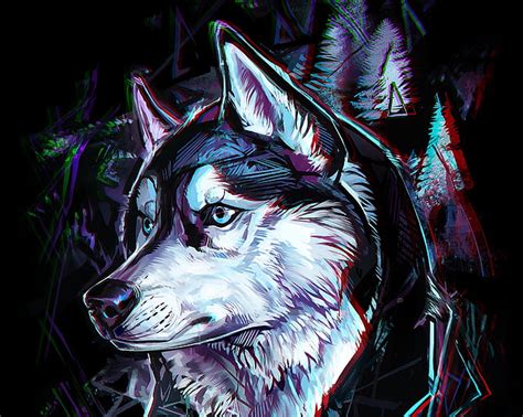 HD wallpaper: digital, digital art, artwork, wolf, dark, animals ...