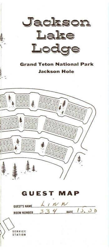 Vintage Jackson Lake Lodge Guest Map of Rooms Brochure Grand Teton 1960s? | Ephemera - Hotel ...