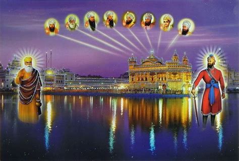 Golden Temple of Amritsar with Ten Gurus (Glitter Poster)14x20 in ...