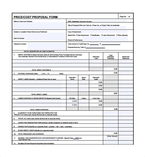 Pricing Proposal Template Word