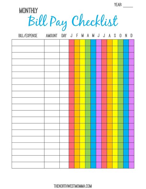 Bill Budget Sheet Printable