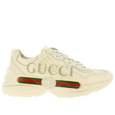 GUCCI: Rhyton running lace up sneakers in real leather with Vintage ...