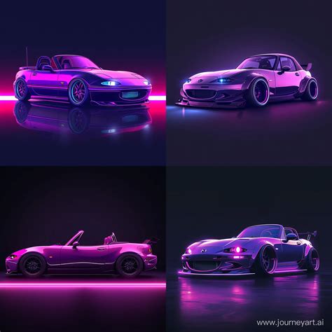 Red Mazda Miata 2D Illustration Sleek Minimalist Car Art | Midjourney Prompt