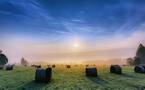 Download Landscape Countryside Nature Field Sunrise 4k Ultra HD Wallpaper