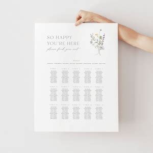 Floral Wedding Table Seating Chart Template Floral Seating - Etsy