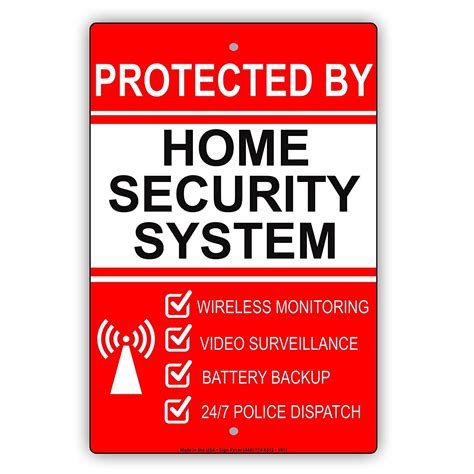 Protected By Home Security System Wireless Monitoring Video Surveillance Battery Backup 24/7 ...