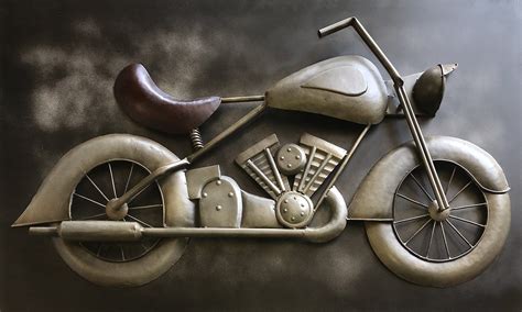 Large Vintage Motorcycle Rustic 3D Metal Wall Art - 60" x 36" in 2020 | Metal wall art, Metal ...