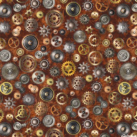 Quilting Treasures Steampunk Adventures - Machinery Cogs - Nutmeg - DIGITAL