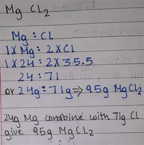 Find the ratio by mass of the following compounds: a) CaO b) MgCl2 c) H2S d) CO e) MgS f) NaCl ...