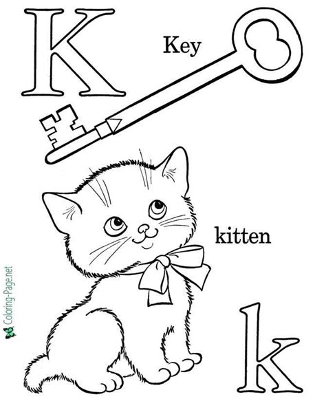 K is for Kitten - Alphabet Coloring Pages