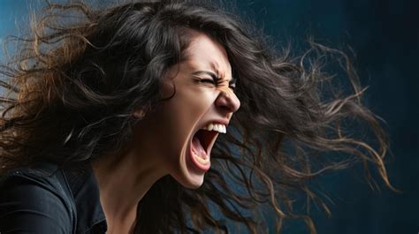 Premium AI Image | a woman screaming with her mouth open