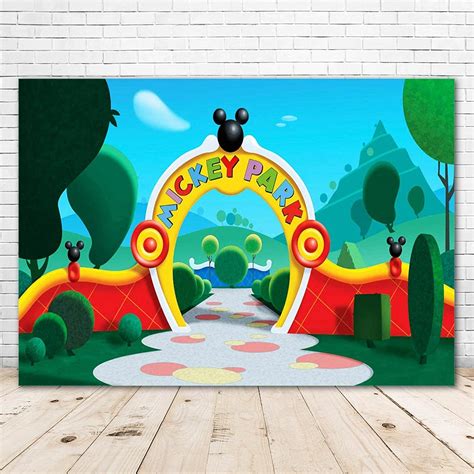 Buy Mickey Mouse Clubhouse Backdrop for 1st Birthday 7x5ft Cartoon Mickey Mouse Theme Background ...