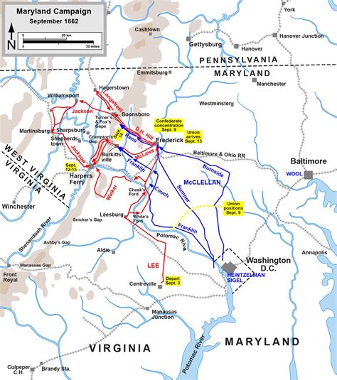 Maryland Campaign, actions September 3 to 15, 1862 Confederate Union ...