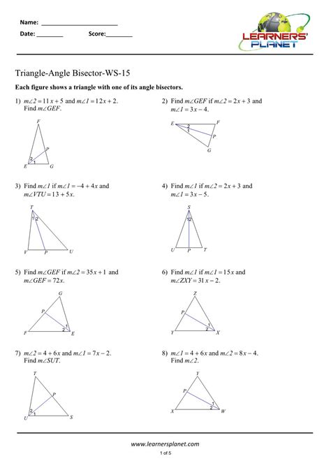 Angle Bisector Theorem Worksheet – Imsyaf.com