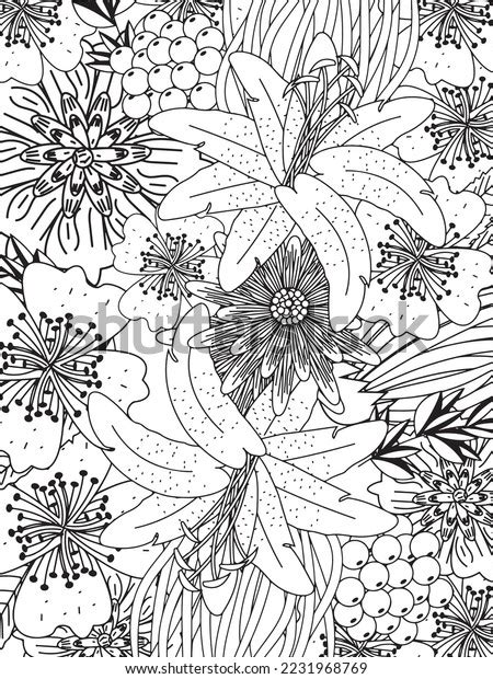 Floral Adult Coloring Page Vector Art Stock Vector (Royalty Free ...